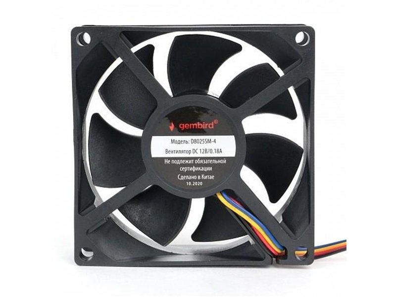 Gembird Вентилятор для корпуса 80x80x25, втулка, 4 pin, провод 30 см (D8025SM-4)