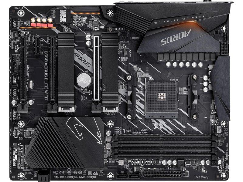 Материнская плата Gigabyte B550 AORUS ELITE WIFI7 Soc-AM4 AMD B550 4xDDR4 ATX AC`97 8ch(7.1) 2.5Gg RAID+HDMI+DP