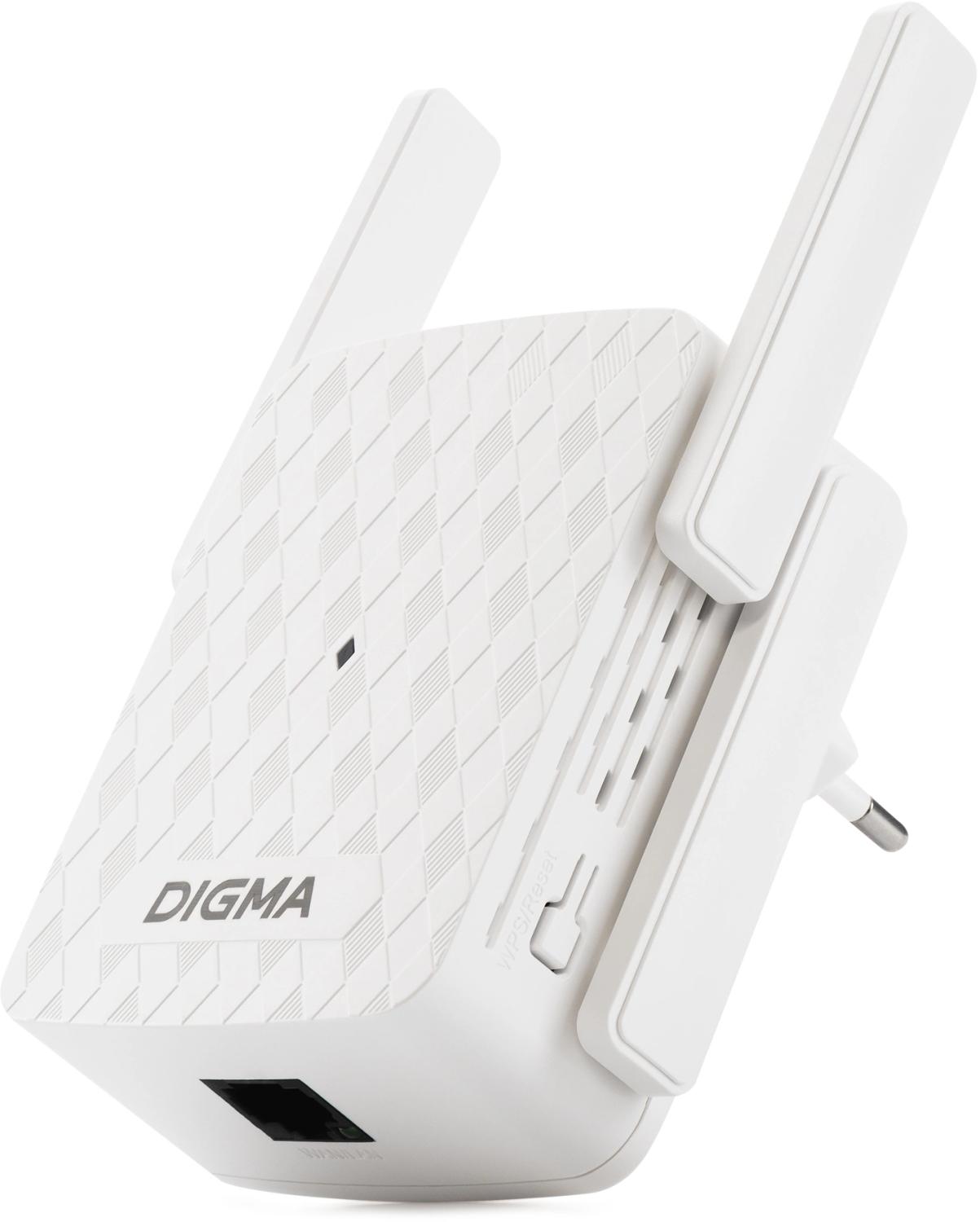 Повторитель беспроводного сигнала Digma D-WR310 (D-WR310V2) N300 Wi-Fi белый