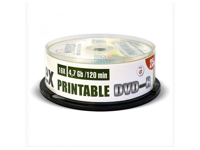 Диск DVD-R Mirex 4.7 Gb, 16x, Cake Box (25), Ink Printable (25/300)