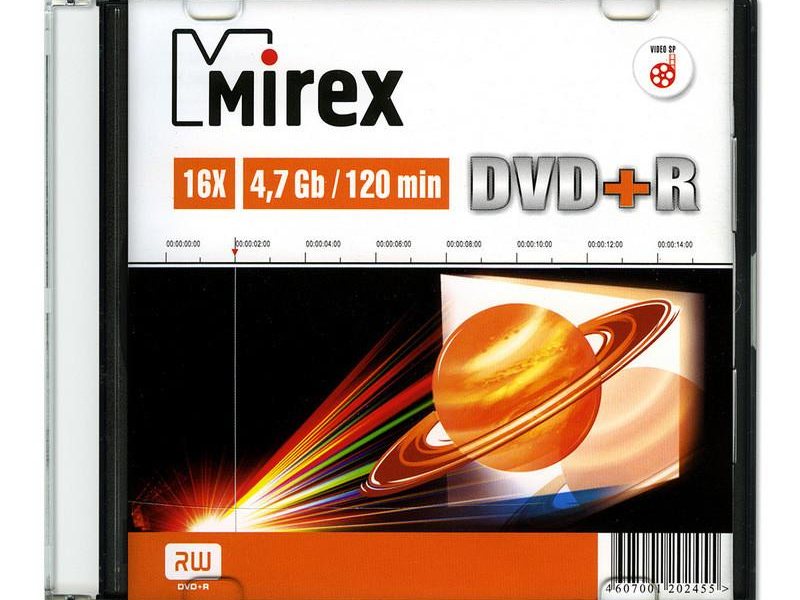 Диск DVD+R Mirex 4.7 Gb, 16x, Slim Case (1), (1/200)