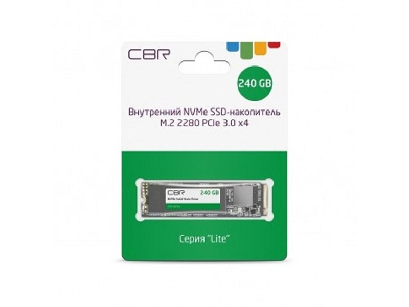 CBR SSD-240GB-M.2-LT22, Внутренний SSD-накопитель, серия "Lite", 240 GB, M.2 2280, PCIe 3.0 x4, NVMe 1.3, SM2263XT, 3D TLC NAND, R/W speed up to 2000/1300 MB/s, TBW (TB) 120