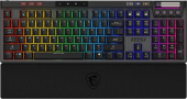 Клавиатура MSI STRIKE Pro W Silent механическая серый/черный USB беспроводная BT/Radio Multimedia for gamer LED (подставка для запястий) (S11-43RU210-CLA) кабель 2м