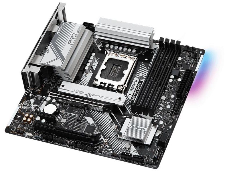 Материнская плата ASROCK B760M PRO RS/D4, LGA1700, B760, 4*DDR4, 4*SATA, 2*M.2, 3*USB 3.2, 2*USB 2.0, Type-C, 2*PCIx16, 1*PCIx1, 1xM.2 (Key E), HDMI+DP, mATX