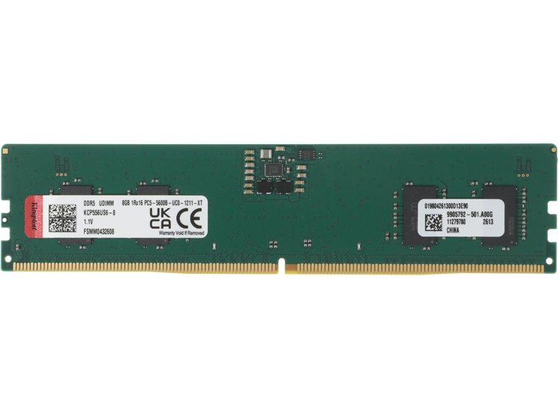 Память DDR5 8GB 5600MHz Kingston KCP556US6-8 RTL PC5-44800 CL46 DIMM 288-pin 1.1В single rank Ret
