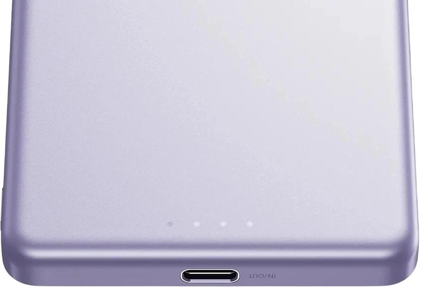 Мобильный аккумулятор Xiaomi Super Slim Magnetic 5000mAh QC3.0/PD3.0 22.5W 3A USB-C беспров.зар. фиолетовый (BHR08PNGL)