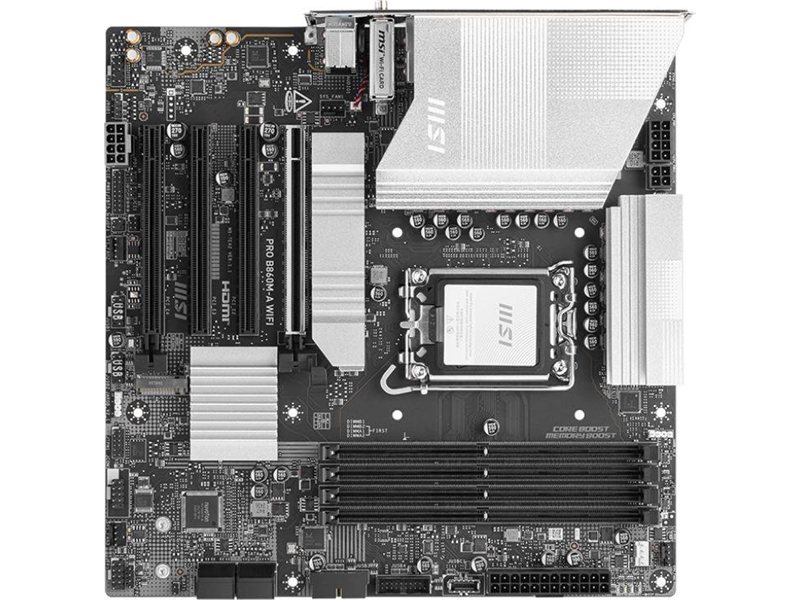 Материнская плата MSI PRO B860M-A WIFI Soc-1851 Intel B860 4xDDR5 mATX AC`97 8ch(7.1) 5Gigabit RAID+HDMI+DP