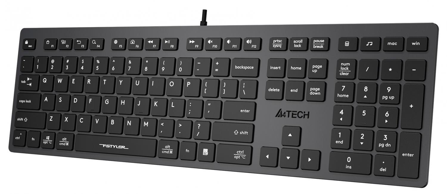 Клавиатура A4Tech FX50 серый USB slim Multimedia (FX50 GREY) кабель 1.5м