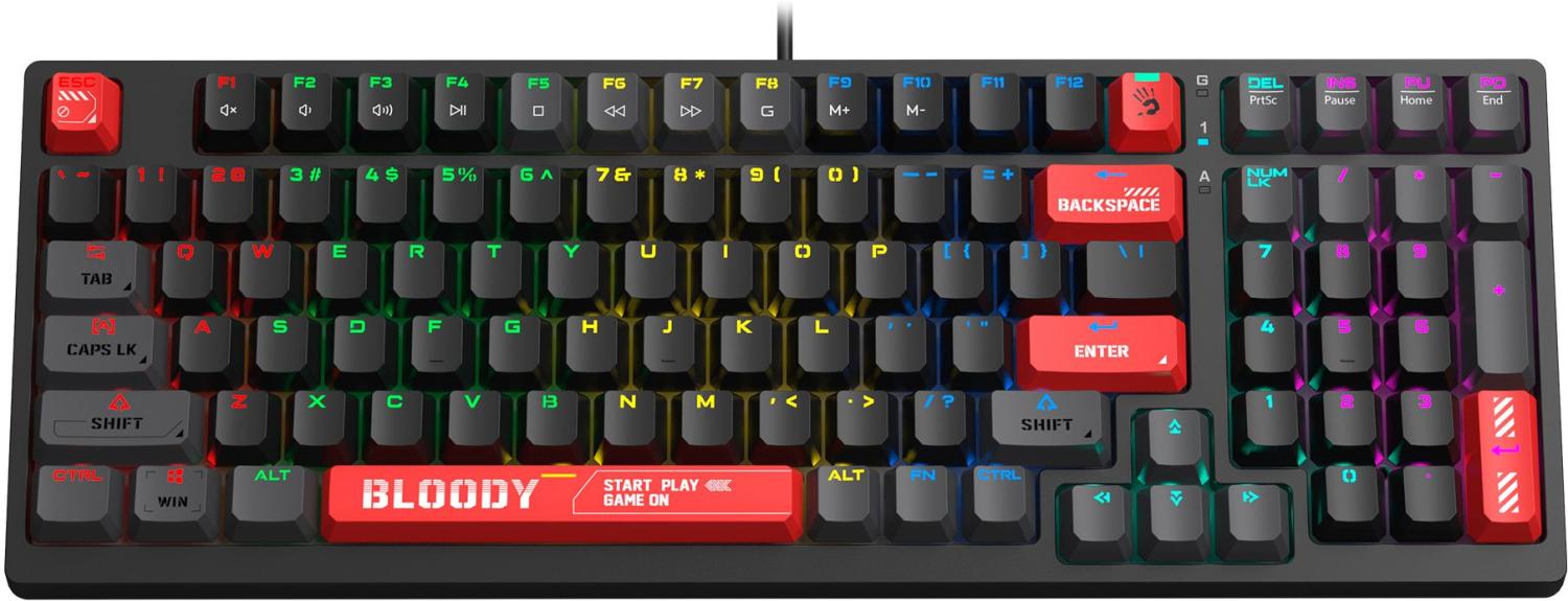 Клавиатура A4Tech S98 механическая красный/красный USB for gamer LED (S98 RED) кабель 1.8м