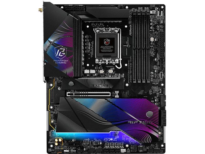 Материнская плата ASROCK Z890 RIPTIDE WIFI, LGA1851, Z890, 4*DDR5, 4*SATA, 4*M.2, 6*USB 3.2, 2*USB 2.0, 2*Type-C, 2*PCIx16, 1*PCIx4, 1*M.2 (Key E), HDMI, ATX