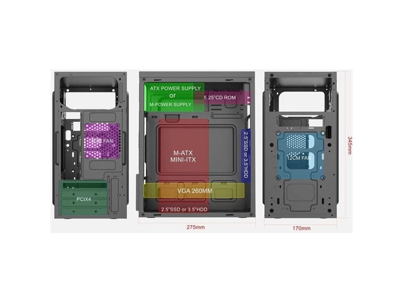 Корпус без блока питания/ Case Forza mATX case, black, w/o PSU, w/2xUSB3.0, no pwr cord, w/o FAN