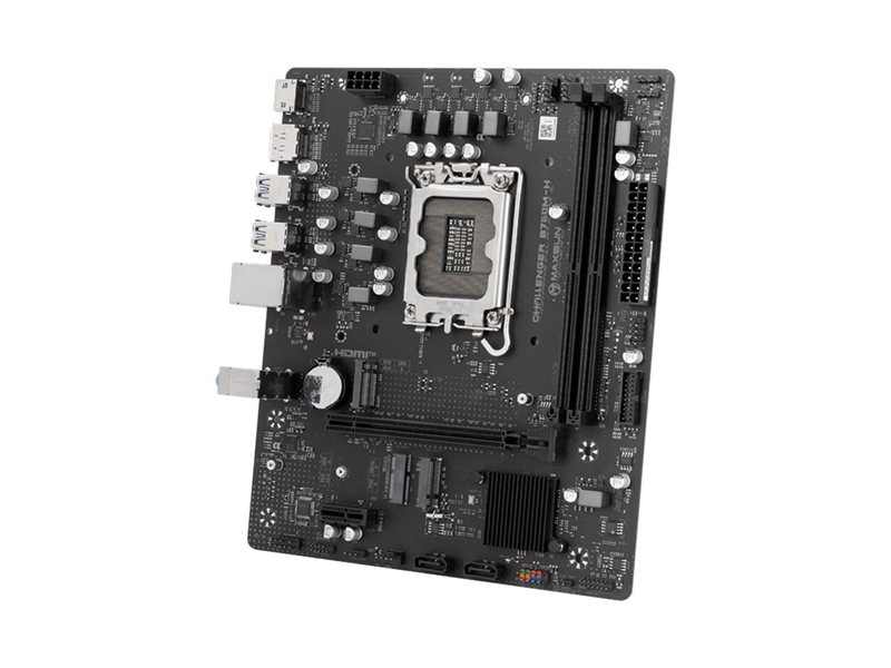 Материнская плата MAXSUN MS-Challenger B760M-H, LGA1700, B760, 2*DDR4, 2*SATA3, 2*M.2, USB 3.2, USB 2.0, 1*PCIEx16, 1*PCIEx1, DP+HDMI, mATX