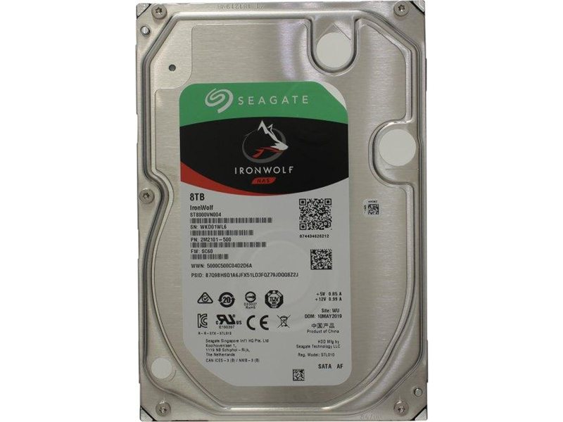 Жесткий диск Seagate IronWolf NAS HDD 3.5" SATA 8Tb, 7200 rpm, 256Mb buffer, 512e, ST8000VN004, 1 year, (analog ST8000VN0022)