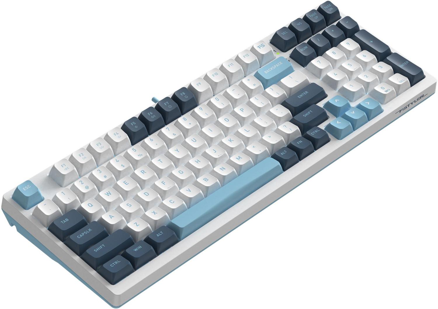 Клавиатура A4Tech FS300 механическая белый/синий USB for gamer LED (FS300 PANDA SNOWBOARDING) кабель 1.8м
