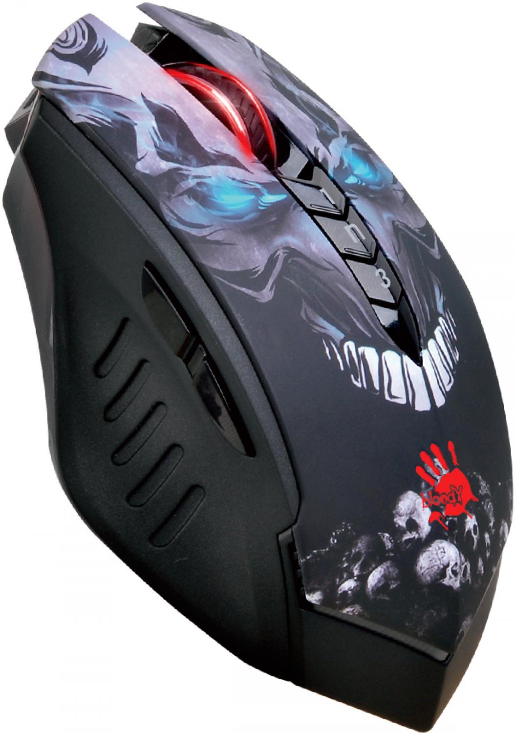 Мышь A4Tech Bloody R80 Plus Skull черный/рисунок оптическая 5000dpi беспров. USB 7but (R80 PLUS (SKULL))