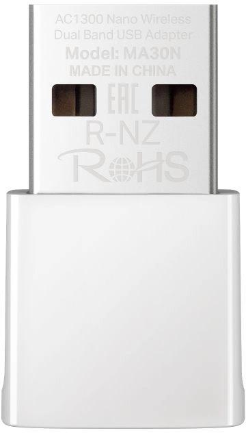 Сетевой адаптер Wi-Fi Mercusys MA30N AC1300 USB 2.0 (ант.внутр.)
