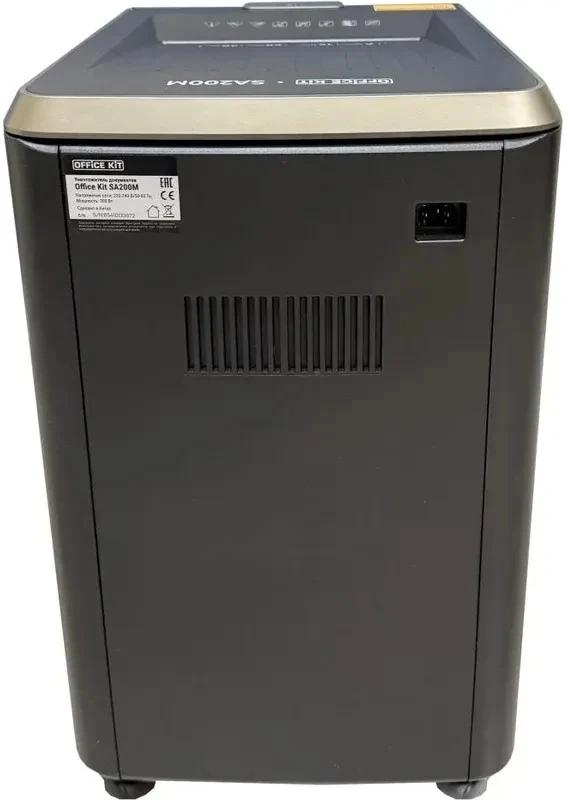 Шредер Office Kit SA200M1,9х10 черный/серый с автоподачей (секр.P-5) фрагменты 220лист. 40лтр. скобы пл.карты