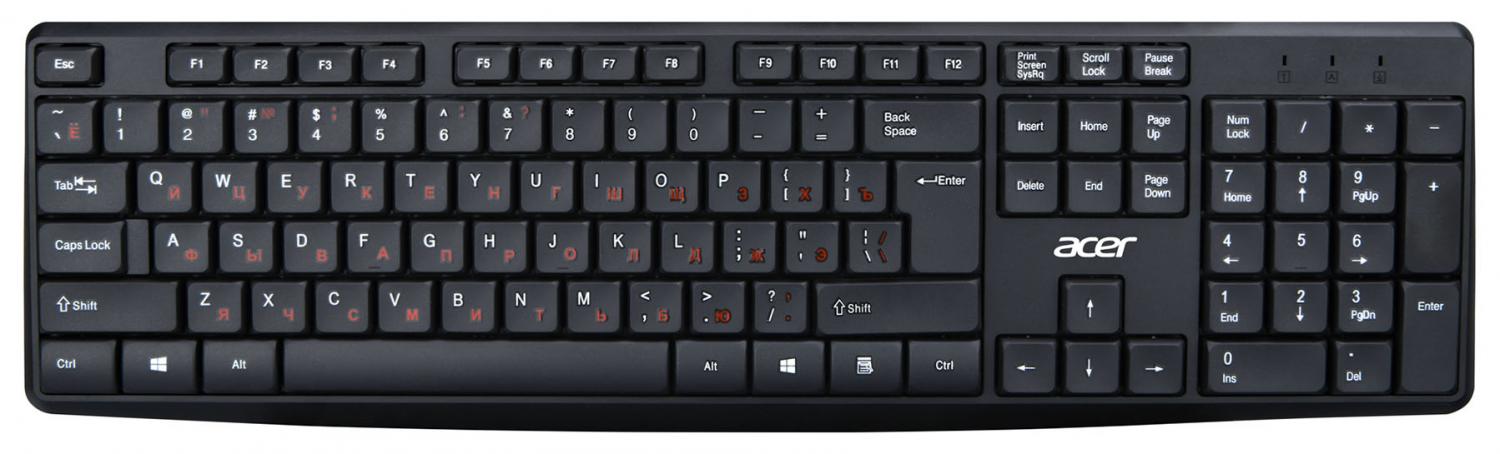 Клавиатура Acer OKW121 черный USB (ZL.KBDEE.00B) кабель 1.5м