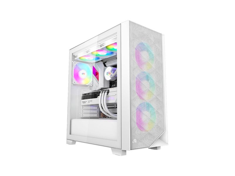 Корпус без блока питания/ Case PCCooler C3D510 WH ARGB, Midi-Tower, TG, Mesh, 3x120mm ARGB, 2xUSB-A 3.0, E-ATX, ATX, mATX, mITX White