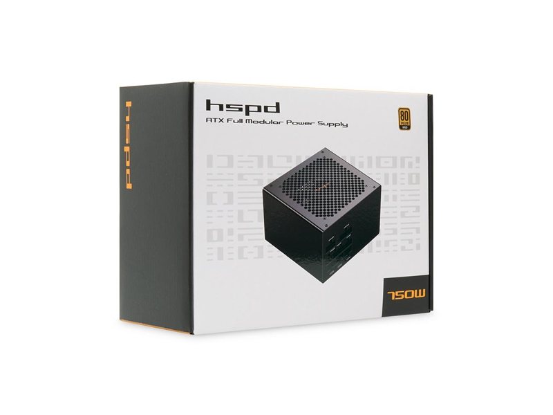 Блок питания/ Power Supply HSPD, 750W 80+ Gold (ATX, 2.52, Full modular, 1x24(20+4)pin 600mm, 2xCPU 8(4+4)pin 700mm, 2xPCIe*2 8(6+2)pin 600+150mm, 2xSATA*3 500+150+150mm, 1xMOLEX*3 500+150+150mm , Active, 120x120mm, 150x140x86mm, APFC, OVP, OPP, SCP, UVP,