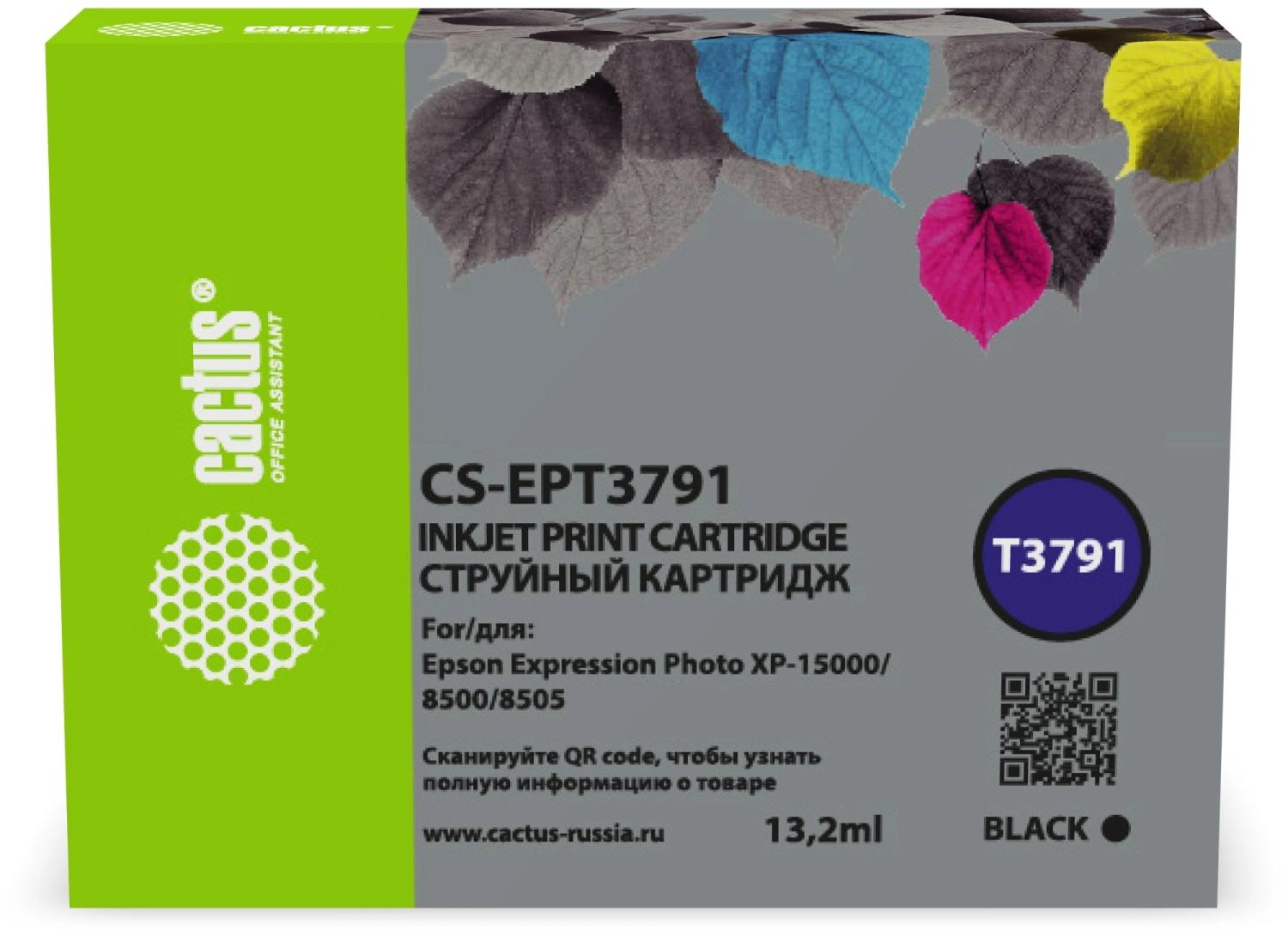 Картридж струйный Cactus CS-EPT3791 378XL черный (13.2мл) для Epson Expression Photo XP-8500/XP-8505/XP-15000 с чипом
