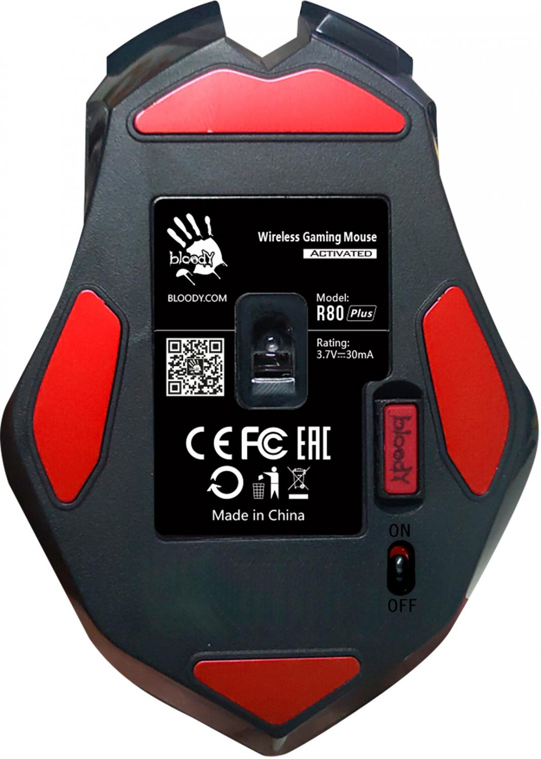 Мышь A4Tech Bloody R80 Plus Skull черный/рисунок оптическая 5000dpi беспров. USB 7but (R80 PLUS (SKULL))