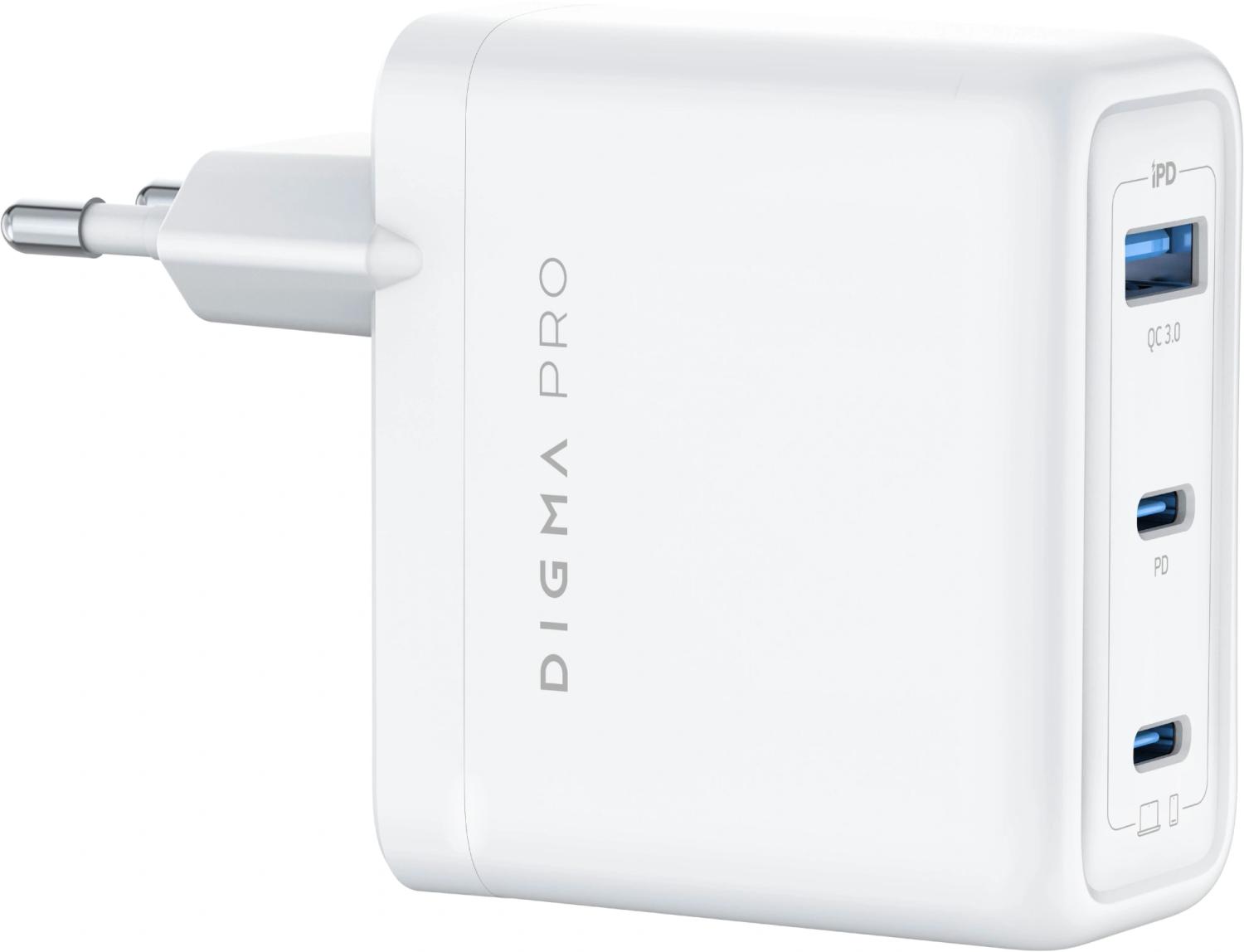 Сетевое зар./устр. Digma Pro DPW10C 100W 5A (PD+QC) 2хUSB-C/USB-A универсальное белый (DPW1С0G012WH)