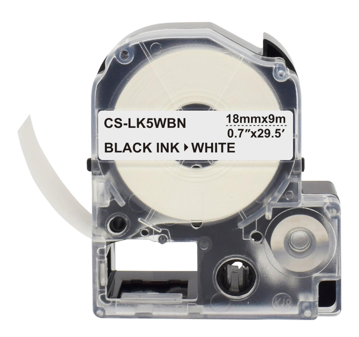 Картридж ленточный Cactus CS-LK5WBN LK-5WBN черный на белом 18x9 для Epson LW300/LW400/LW700/LW600P/LW1000P без чипа