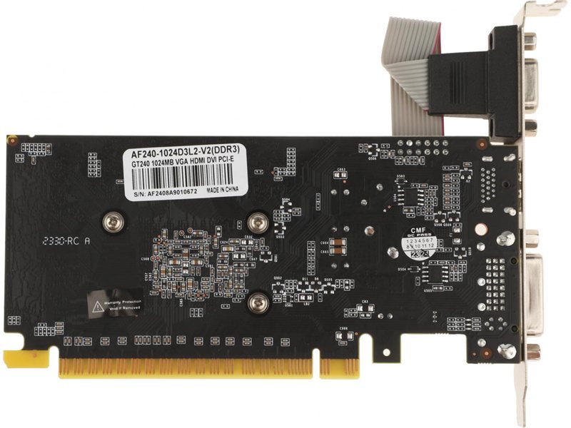 Видеокарта Afox PCI-E 2.0 AF240-1024D3L2-V2 NVIDIA GeForce GT 240 1Gb 128bit DDR3 550/1334 DVIx1 HDMIx1 CRTx1 HDCP Ret low profile
