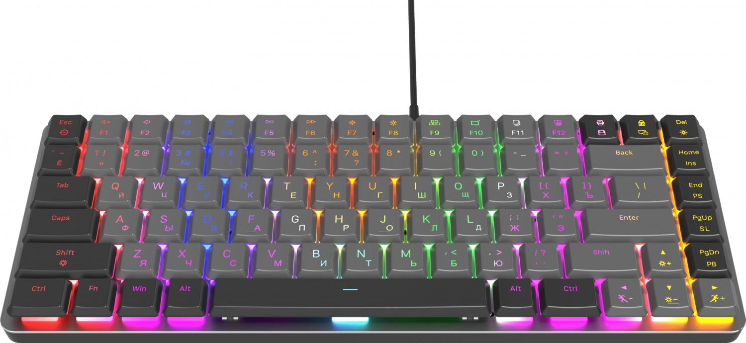 Клавиатура Оклик K615X механическая серый/серебристый USB slim Multimedia for gamer LED (1934413) кабель 1.5м