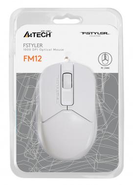 Мышь A4Tech Fstyler FM12S белый оптическая 1200dpi silent USB 3but (FM12S WHITE)