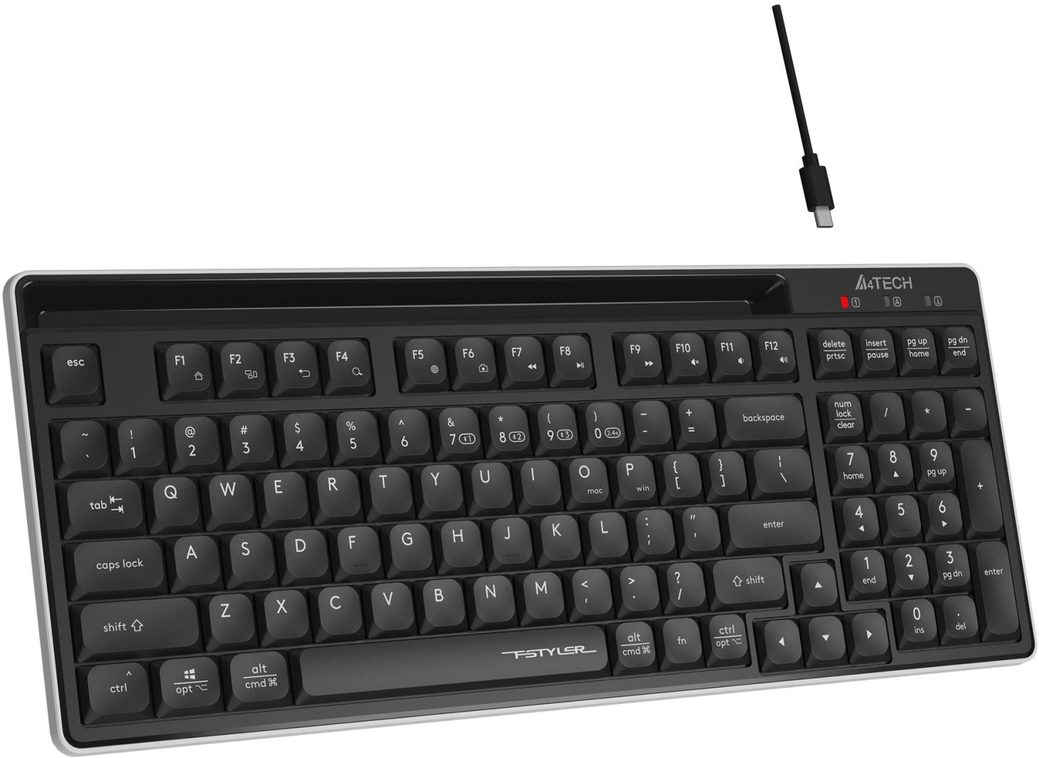 Клавиатура A4Tech FBX70C черный USB беспроводная BT/Radio slim