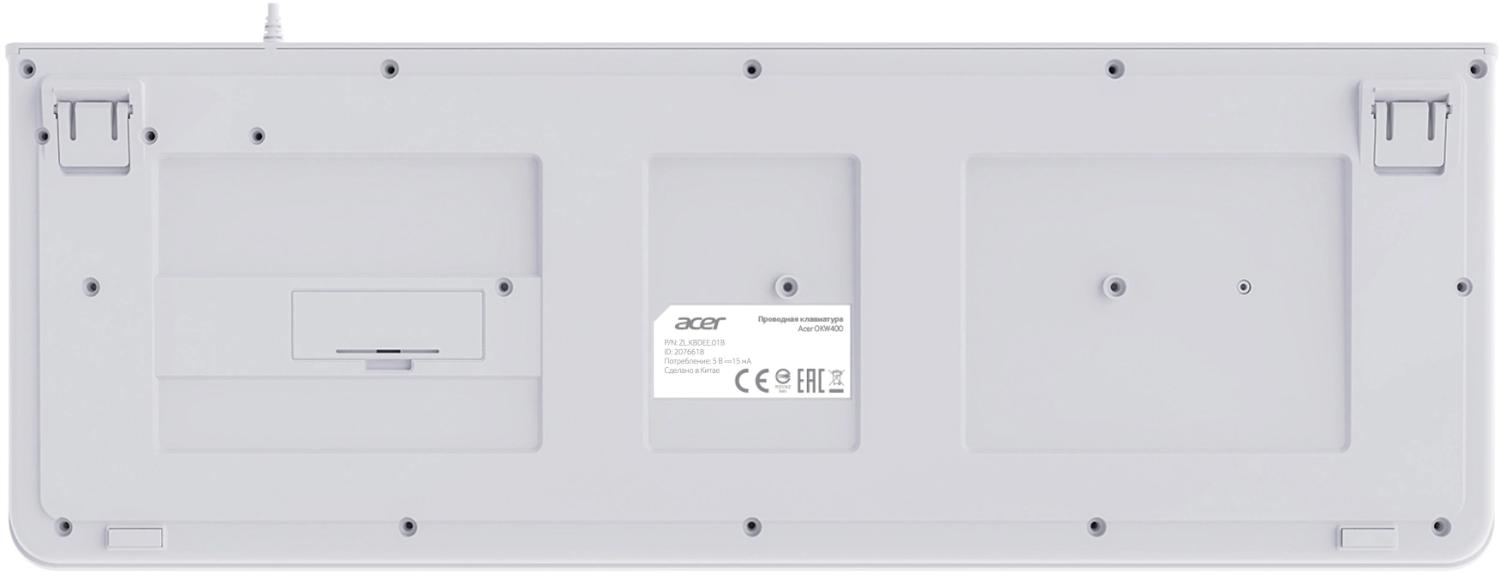 Клавиатура Acer OKW400 белый USB (ZL.KBDEE.01B) кабель 1.8м