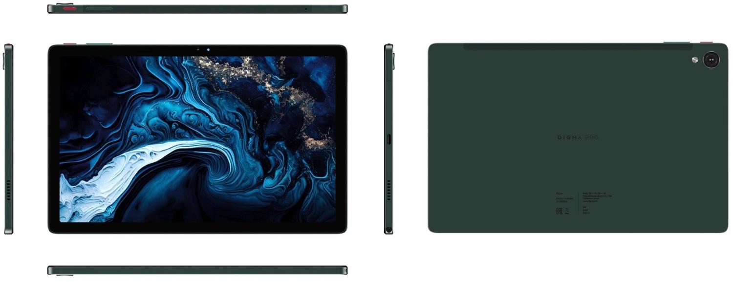 Планшет Digma Pro Pulse T616 (2.0) 8C RAM8Gb ROM256Gb 10.4" In-Cell 2000x1200 4G Android 14 темно-зеленый 13Mpix 5Mpix BT WiFi microSD 128Gb 7000mAh 500hrs