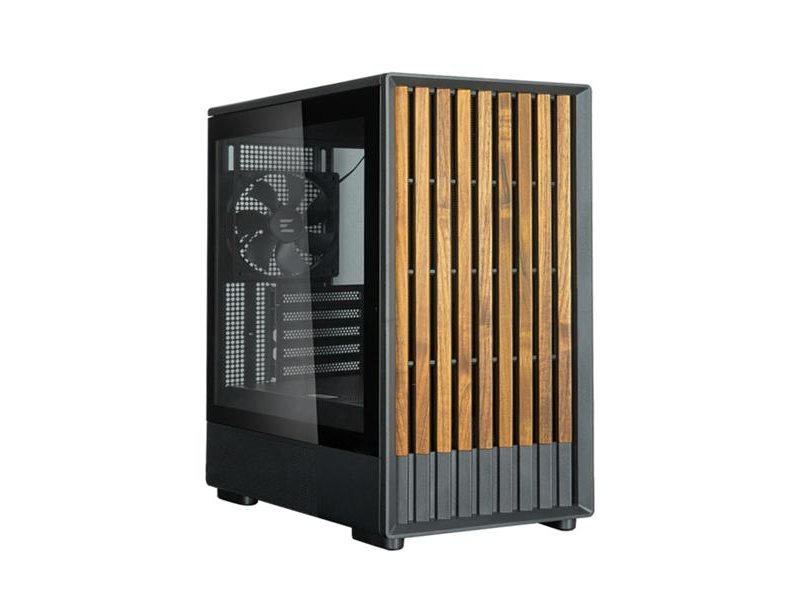корпус ZALMAN P10 NAMU, MATX, BLACK, WINDOW, FRONT COVER WALNUT, 2x3.5", 3x2.5", 1xUSB TYPE-C, 1xUSB3.0, FRONT 2x120mm, REAR 1x120mm ARGB