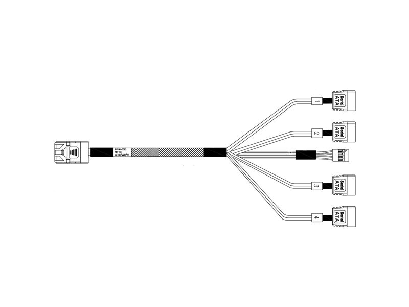 Кабель Amphenol RHS36-3395 HDmSAS SFF8643 -to- 4*SATA + Sideband, 100cm
