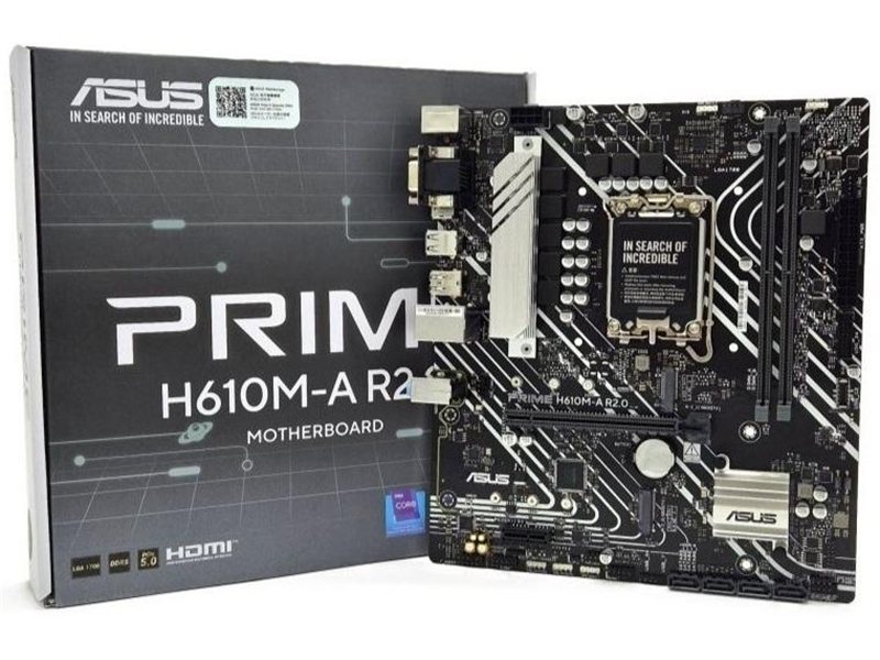 Материнская плата ASUS PRIME H610M-A R2.0, LGA1700, H610, 2*DDR5, 4*SATA, 2*M.2, 2*USB 3.2, 4*USB 2.0, 1*PCIx16, 1*PCIx1, HDMI+DP+D-Sub, mATX; 90MB1MJ0-M0EAY0