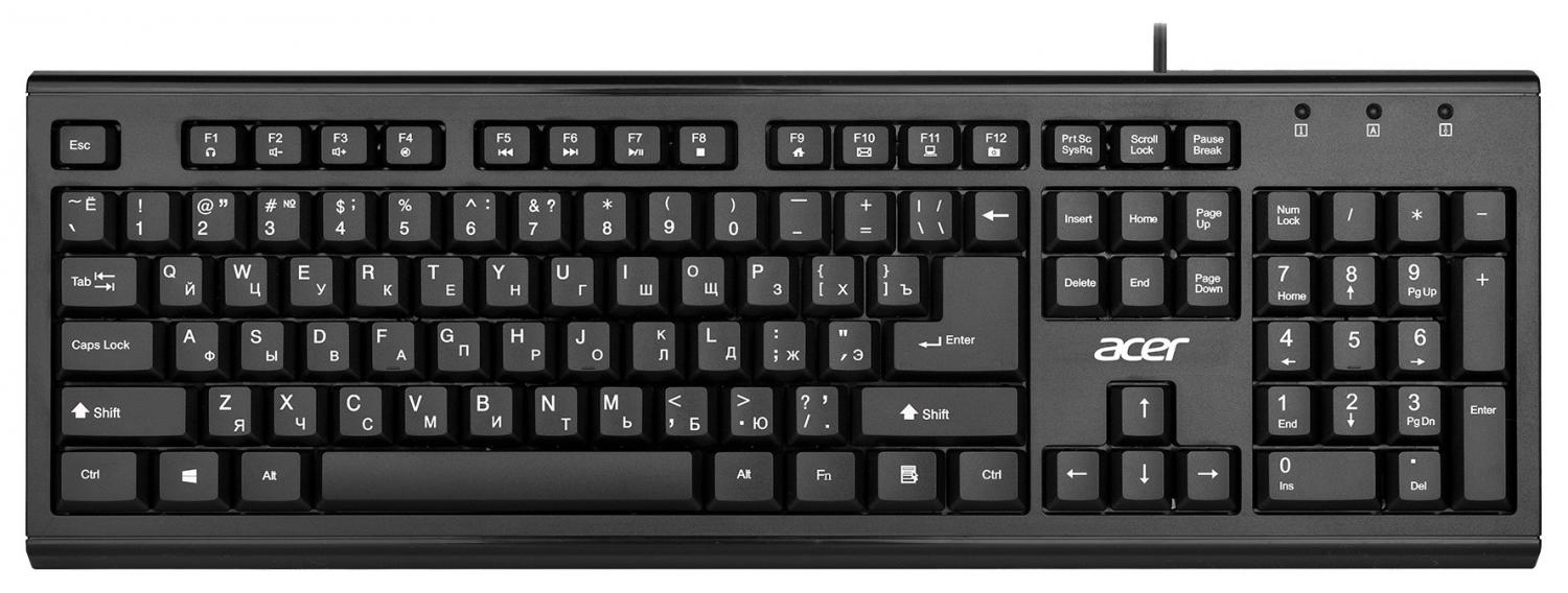 Клавиатура Acer OKW120 черный USB Multimedia (ZL.KBDEE.006) кабель 1.8м