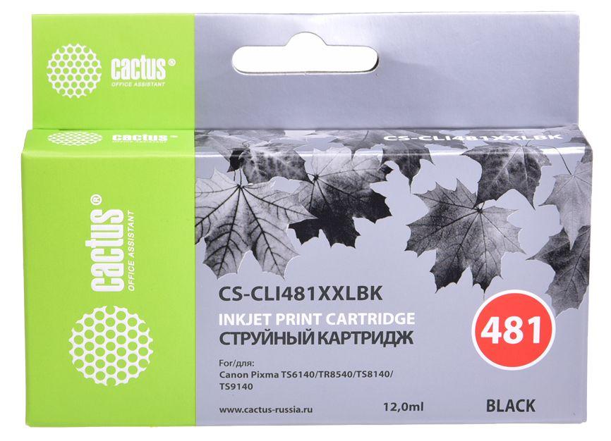 Картридж струйный Cactus CS-CLI481XXLBK CLI-481XLBK черный (13мл) для Canon Pixma TR7540/TR8540/TS6140/TS8140 с чипом
