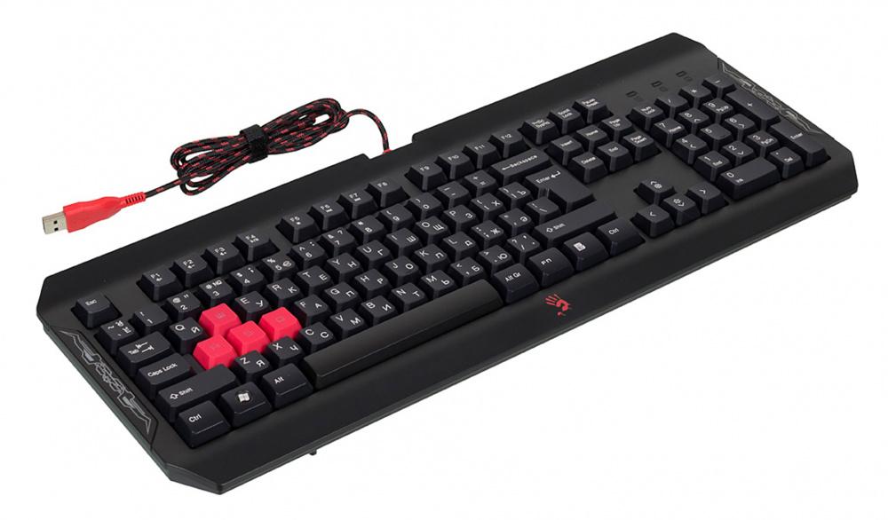 Клавиатура A4Tech Q100 черный USB for gamer LED (Q100 USB) кабель 1.8м