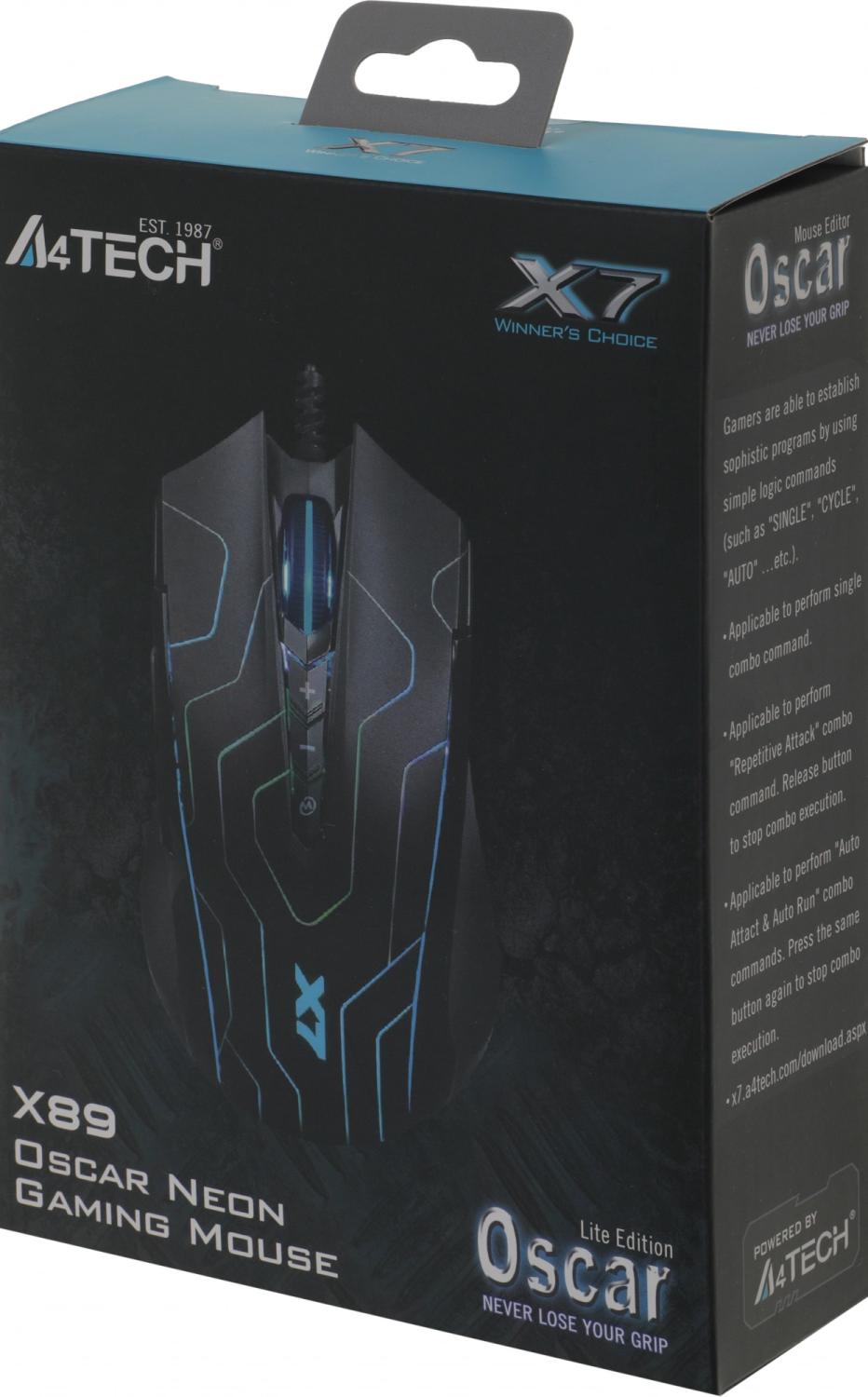 Мышь A4Tech X89 Maze черный оптическая 2400dpi USB 8but (X89 (MAZE))