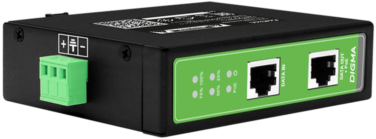 Инжектор PoE Digma DNP30W48GDXM 10/100/1000BASE-T 30Вт 37-57В(DC)