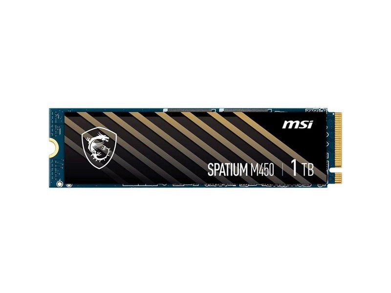 Твердотельный накопитель MSI SSD SPATIUM M450, 1000GB, M.2(22x80mm), NVMe, PCIe 4.0 x4, 3D TLC, R/W 3400/2500, IOPs , TBW 350, DWPD 0.19 (5 лет)