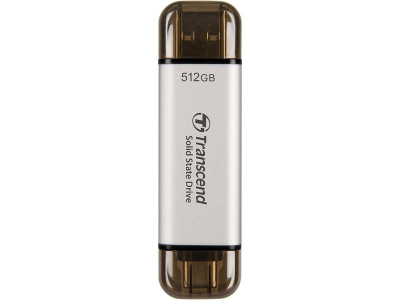 Твердотельный диск 512GB Transcend ESD310C, USB 3.2 Gen 2.1 Type-C [R/W - 1050/950 MB/s] серебристый