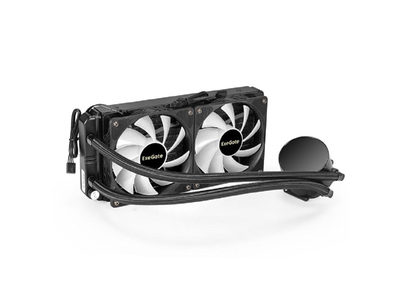 Exegate EX293457RUS Комплект водяного охлаждения ExeGate BlackWater-240V2.PWM.RGB (RGB подсветка, LGA2066/2011/1366/1150/1151/1155/1156/1200/1700/AM4/FM1/FM2/FM2+/AM2/AM2+/AM3/AM3+, TDP 220W, Fan 120m