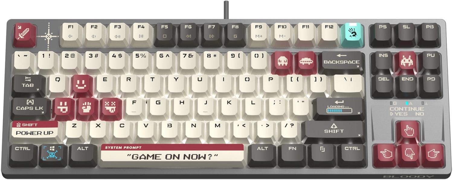 Клавиатура A4Tech S87 Pixels механическая серый/белый USB for gamer LED кабель 1.8м