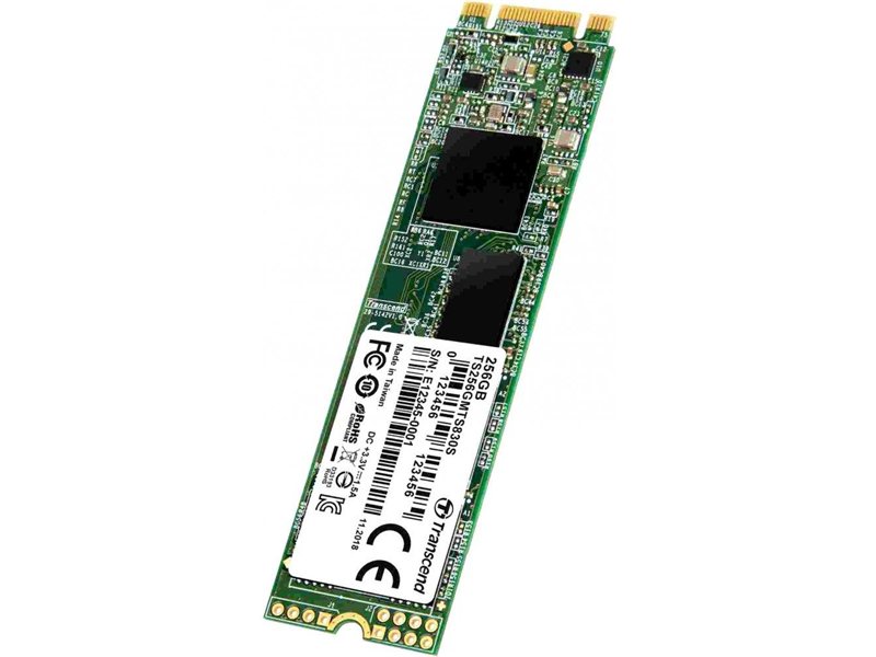 Твердотельный диск 256GB Transcend MTS830, M.2 2280, SATA, 3D TLC, with DRAM [R/W - 530/400 MB/s]