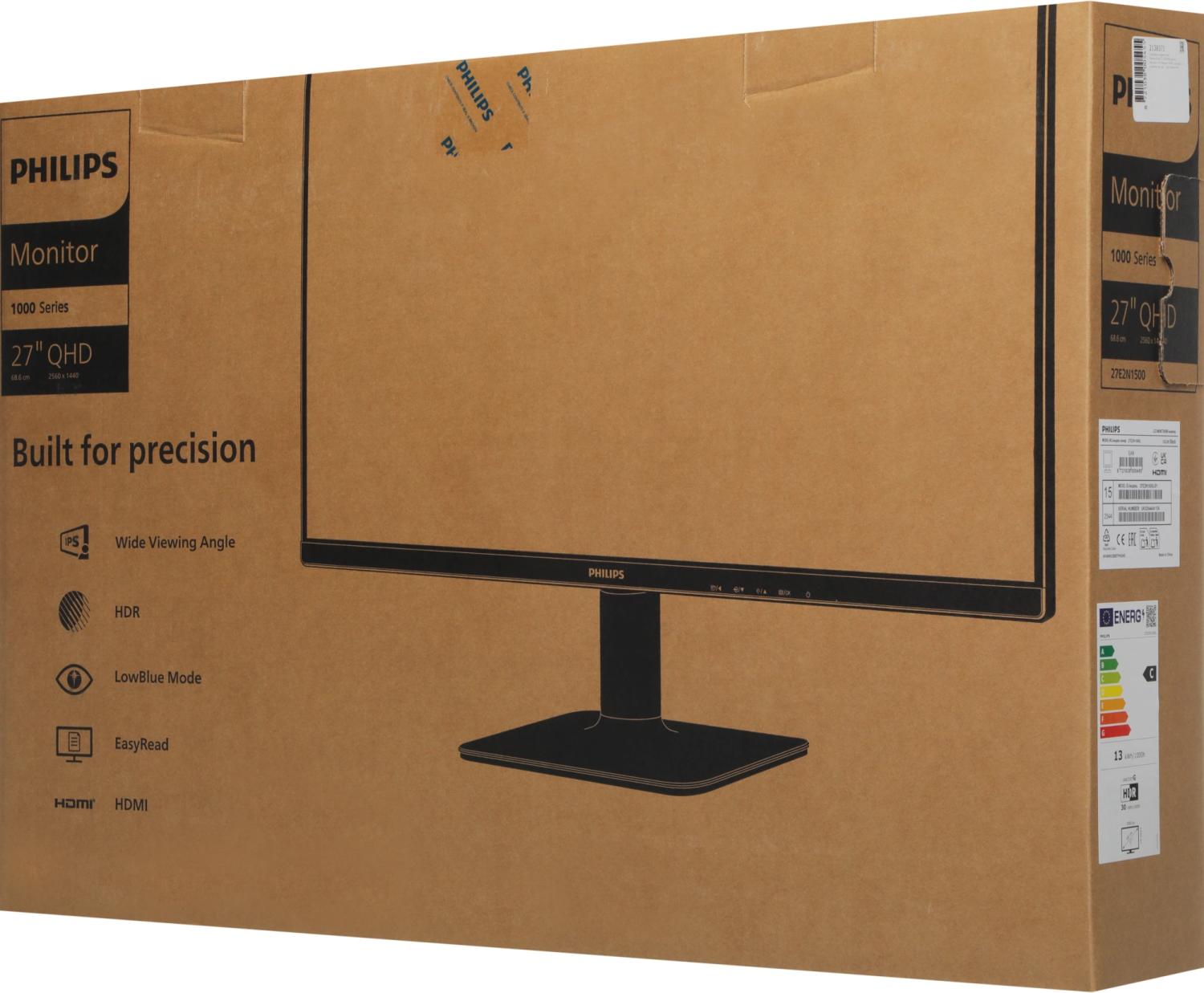 Монитор Philips 27" 27E2N1500L черный IPS LED 16:9 HDMI матовая 1000:1 300cd 178гр/178гр 2560x1440 75Hz DP 2K 3.19кг
