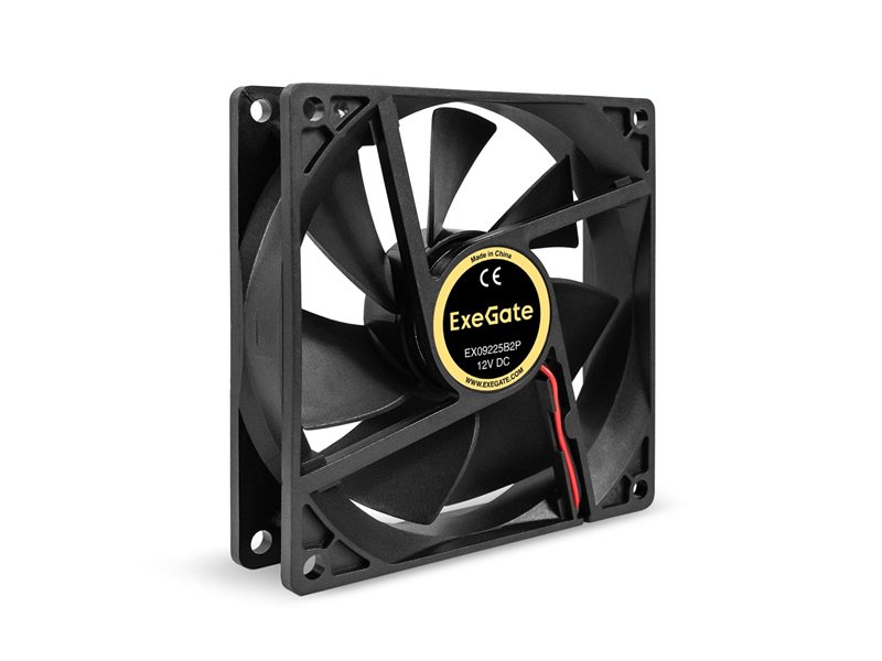 Exegate EX295241RUS Вентилятор 12В DC ExeGate EX09225B2P (92x92x25 мм, 2-Ball (двойной шарикоподшипник), 2pin, 2150RPM, 27dBA)