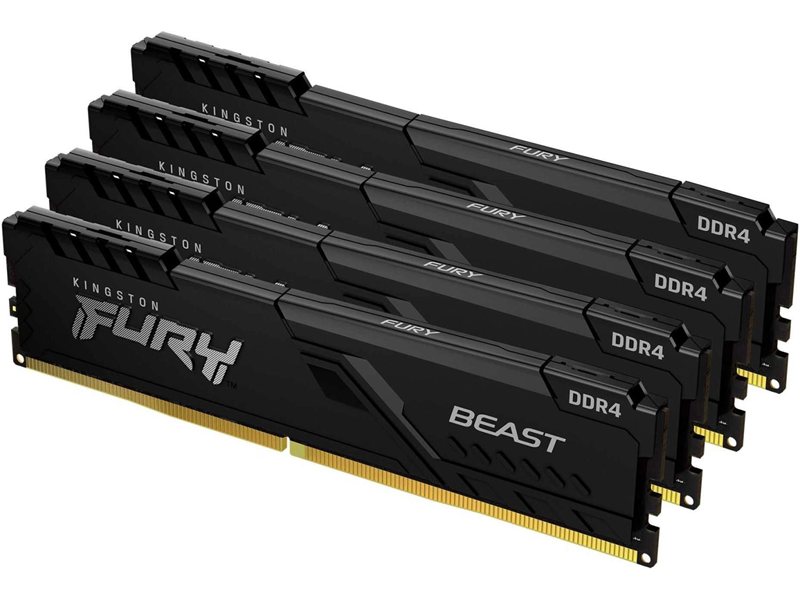 Память DDR4 4x32GB 3200MHz Kingston KF432C16BBK4/128 Fury Beast Black RTL Gaming PC4-25600 CL16 DIMM UDIMM 288-pin 1.35В dual rank с радиатором Ret